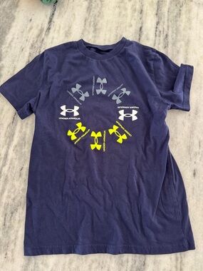Under Armour Navy Tee with Gray, White & Neon Yellow Logos